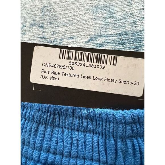 NWT! Pretty Little Thing Blue Textured Linen Look Floaty Shorts US Size 16 - Picture 4 of 7